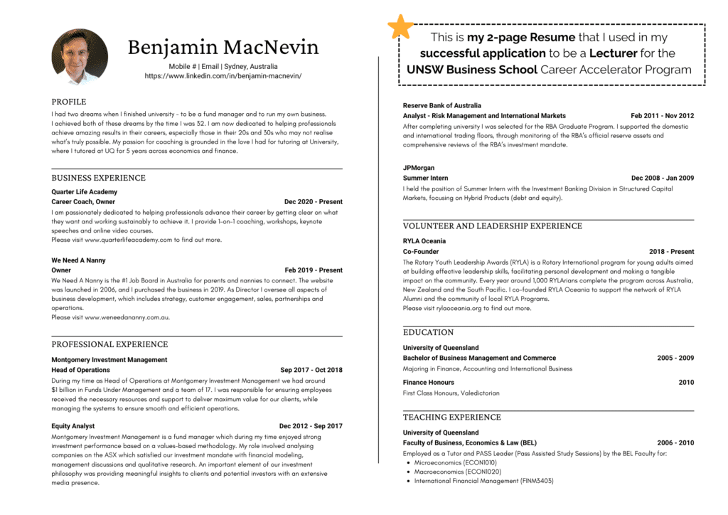 Ben MacNevin 2 Page Resume